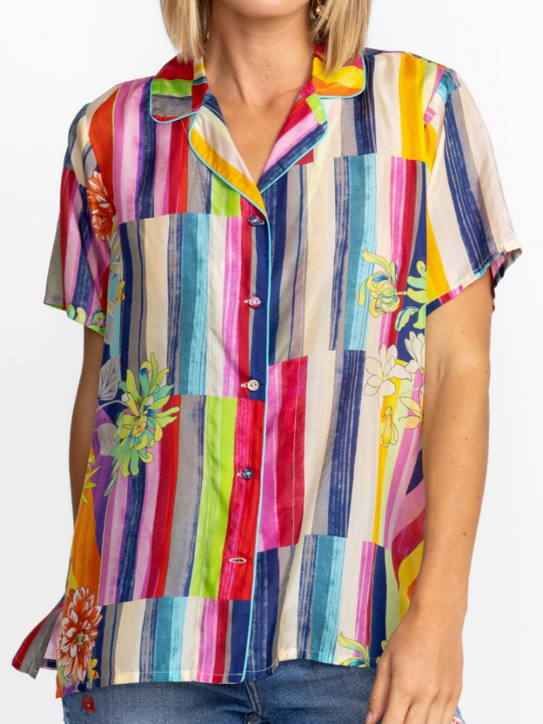 Johnny Was Summer Stripe Button Up